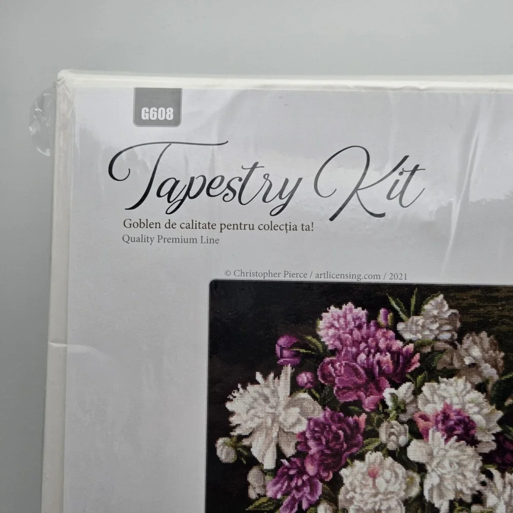 Luca-S Red & White Peonies Cross Stitch Tapestry Kit B-608 11.75 x 9.5 Inch NEW